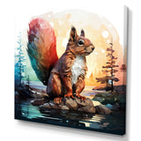 Cute squirrel in Forest - Squirrel Framed Canvas Art