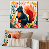 Blue and orange Forest Squirrel - Squirrel Living Room Wall Art