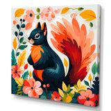 Blue and orange Forest Squirrel - Squirrel Living Room Wall Art