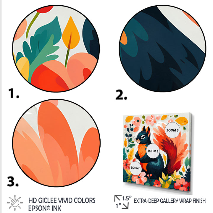 Blue and orange Forest Squirrel - Squirrel Living Room Wall Art