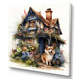 Corgi doghouse blooms - Dog Canvas Wall Art
