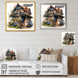Corgi doghouse blooms - Dog Canvas Wall Art