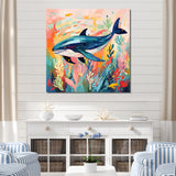 Colorful whale underwater majesty - Green Whale Wall Art