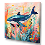 Colorful whale underwater majesty - Green Whale Wall Art