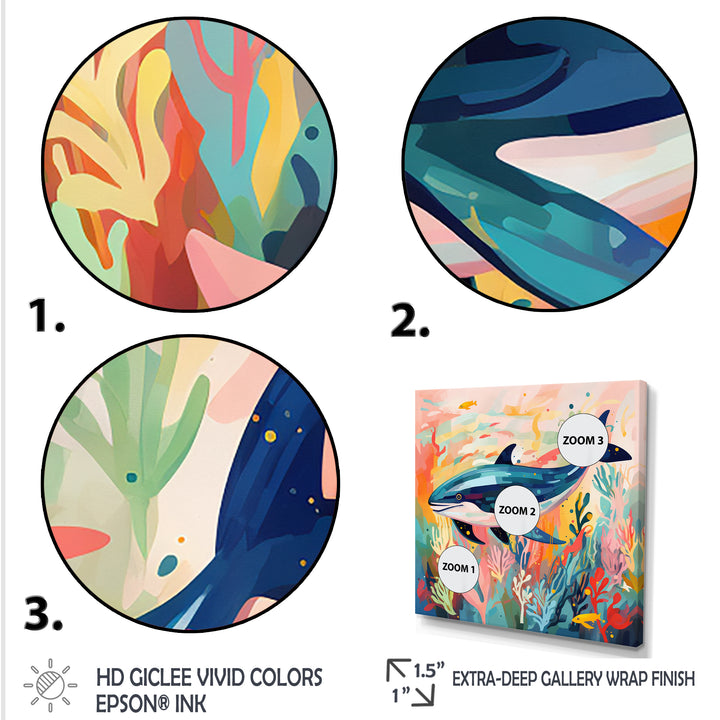 Colorful whale underwater majesty - Green Whale Wall Art