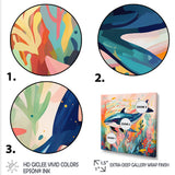 Colorful whale underwater majesty - Green Whale Wall Art