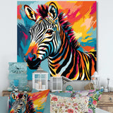 Colorful Popart Zebra fantasy I - Animals Canvas Wall Art