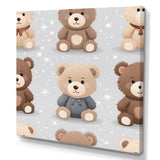 Brown and grey Teady bear nursery - Bear Large Canvas Wall Art