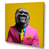 Yellow pink Gorilla in suit - Gorilla Bedroom Wall Art