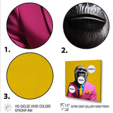 Yellow pink Gorilla in suit - Gorilla Bedroom Wall Art