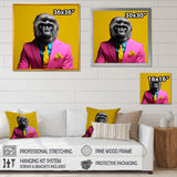 Yellow pink Gorilla in suit - Gorilla Bedroom Wall Art