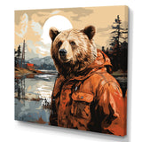 Orange Bear detective countryside - Bear Wall Art Prints