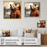 Orange Bear detective countryside - Bear Wall Art Prints