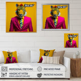 Pink suited up tiger - Tiger Fashion Framed Canvas Art