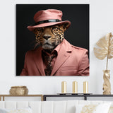 Pink suited up cheetah - Cheetah Fashion Home Decor Art