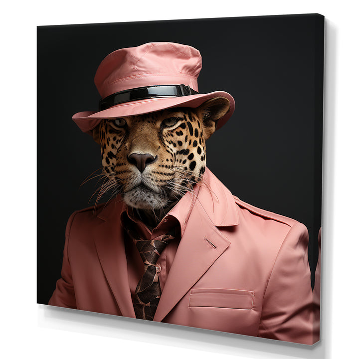 Pink suited up cheetah - Cheetah Fashion Home Decor Art