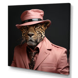 Pink suited up cheetah - Cheetah Fashion Home Decor Art