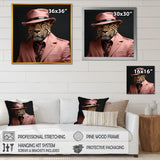 Pink suited up cheetah - Cheetah Fashion Home Decor Art