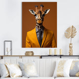 Yellow and brown suited up giraffe - Giraffe Fashion Living Room Wall Art