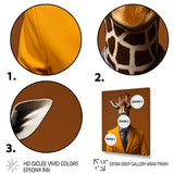 Yellow and brown suited up giraffe - Giraffe Fashion Living Room Wall Art
