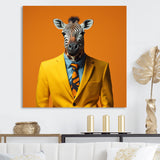 Yellow and orange suited up zebra - Zebra Fashion Bedroom Wall Art