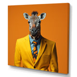 Yellow and orange suited up zebra - Zebra Fashion Bedroom Wall Art