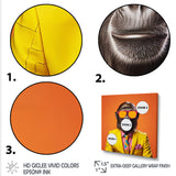 Yellow and orange suited up Monkey - Monkey Fashion Canvas Wall Art