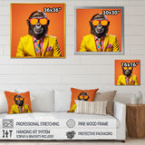 Yellow and orange suited up Monkey - Monkey Fashion Canvas Wall Art