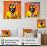 Yellow and orange suited up Monkey - Monkey Fashion Canvas Wall Art