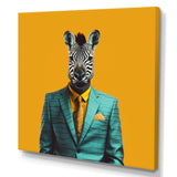 Yellow and blue suited up zebra - Zebra Fashion Wall Decor