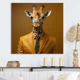 Yellow and brown suited up fashion giraffe - Giraffe Fashion Wall Decor