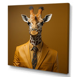 Yellow and brown suited up fashion giraffe - Giraffe Fashion Wall Decor