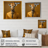 Yellow and brown suited up fashion giraffe - Giraffe Fashion Wall Decor