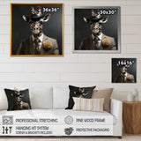 Grey and black suited up fashion giraffe - Giraffe Fashion Wall Art Prints