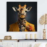 Yellow and black suited up fashion giraffe - Yellow Giraffe Fashion Wall Art