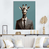 Grey Giraffe fashion suit  II - Animals Canvas Wall Art