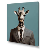 Grey Giraffe fashion suit  II - Animals Canvas Wall Art