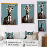 Grey Giraffe fashion suit  II - Animals Canvas Wall Art