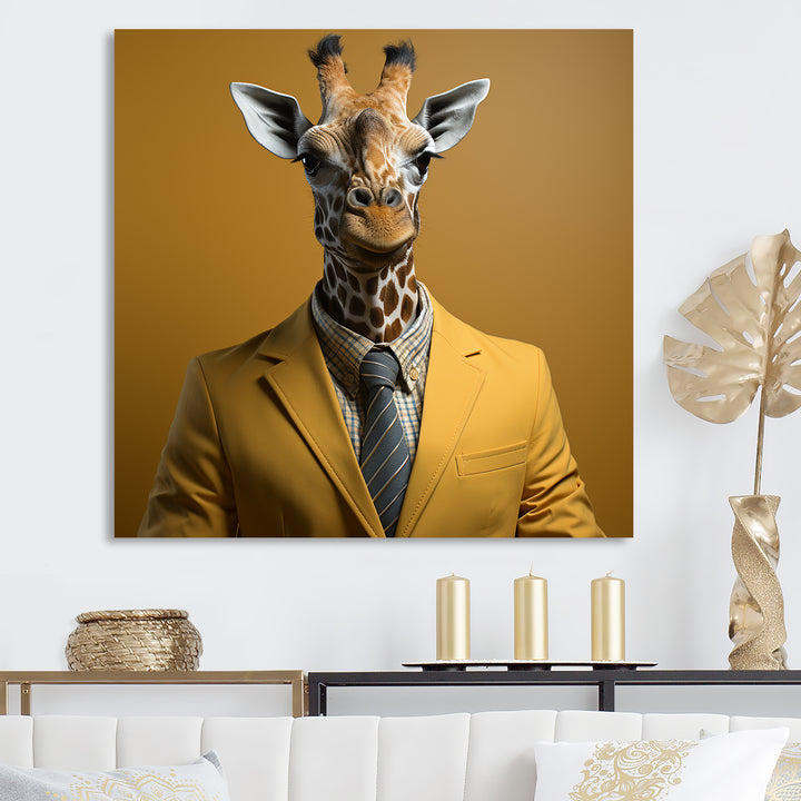 Giraffe in suit fashion Elegance - Giraffe Fashion Home Decor Art