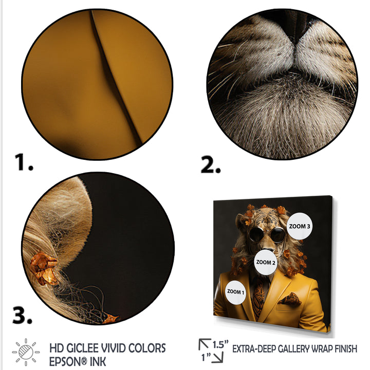 Lion in suit fashion Elegance - Lion Fashion Living Room Wall Art