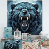 Blue Roaring bear portrait - Bear Living Room Wall Art