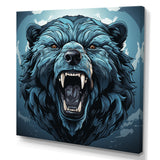 Blue Roaring bear portrait - Bear Living Room Wall Art