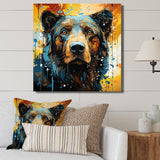 Blue and yellow bear portrait - Bear Wall Decor