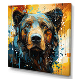 Blue and yellow bear portrait - Bear Wall Decor