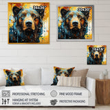 Blue and yellow bear portrait - Bear Wall Decor