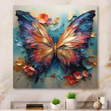 Orange and blue Metallic Butterfly - Animals Canvas Wall Art