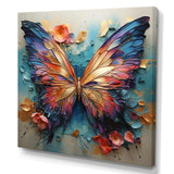 Orange and blue Metallic Butterfly - Animals Canvas Wall Art