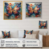 Orange and blue Metallic Butterfly - Animals Canvas Wall Art