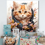 Adorable Cat in springtime flowers - Cat Home Decor Art