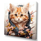 Adorable Cat in springtime flowers - Cat Home Decor Art